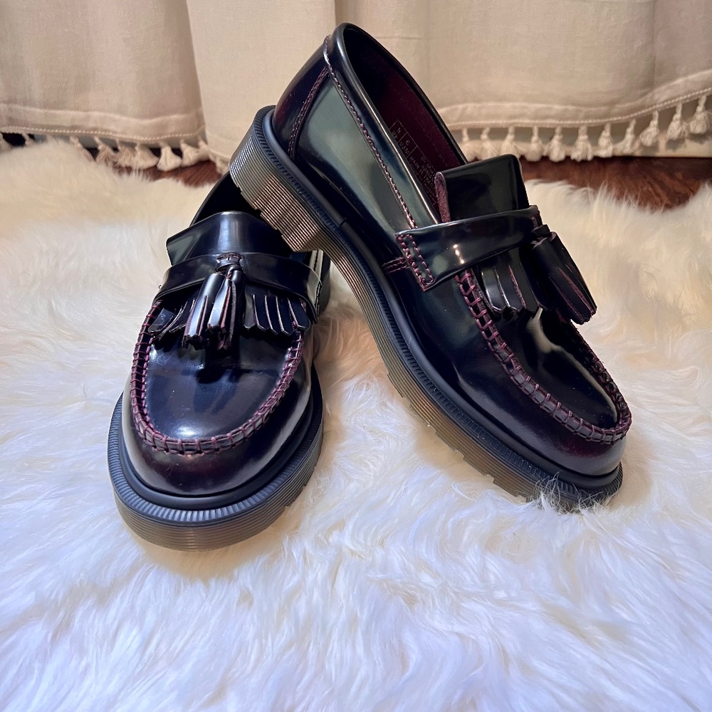 Dr. Martens Adrian Cherry Red Leather Tassel Loafer Size US 7